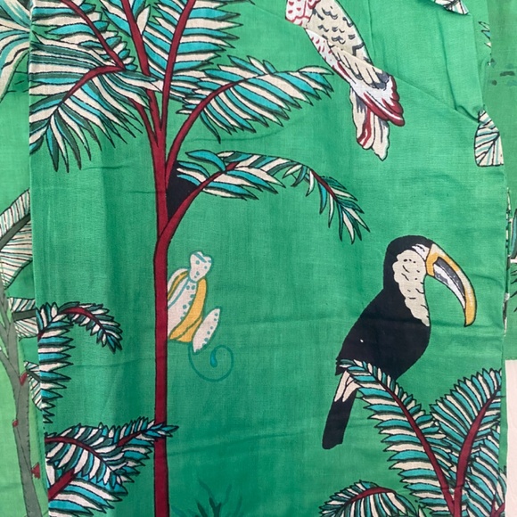 NWOT Handmade Handblock Cotton Print Robe Safari Print in Green various sizes - Picture 3 of 5